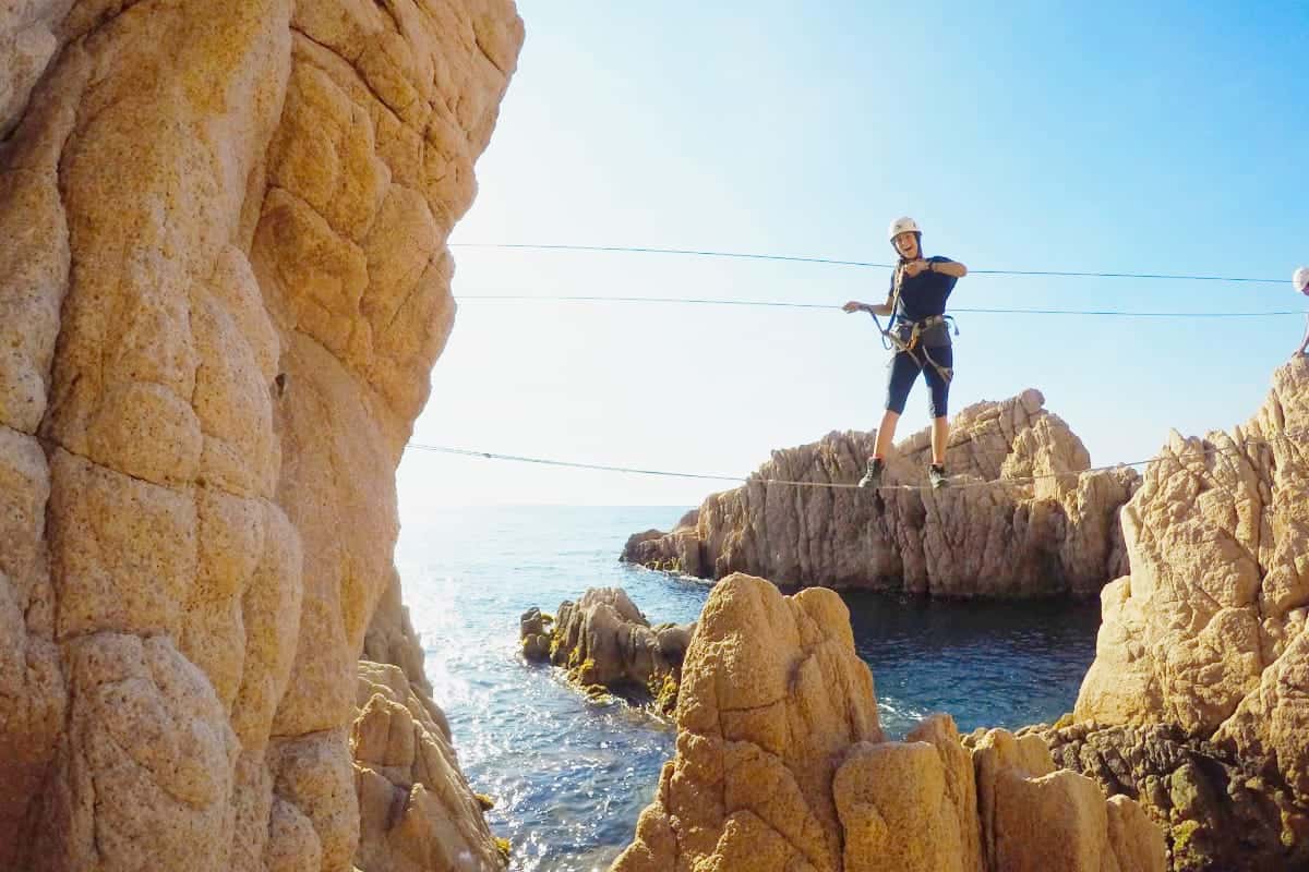 Suspension bridge in the via ferrata Cala del Molí