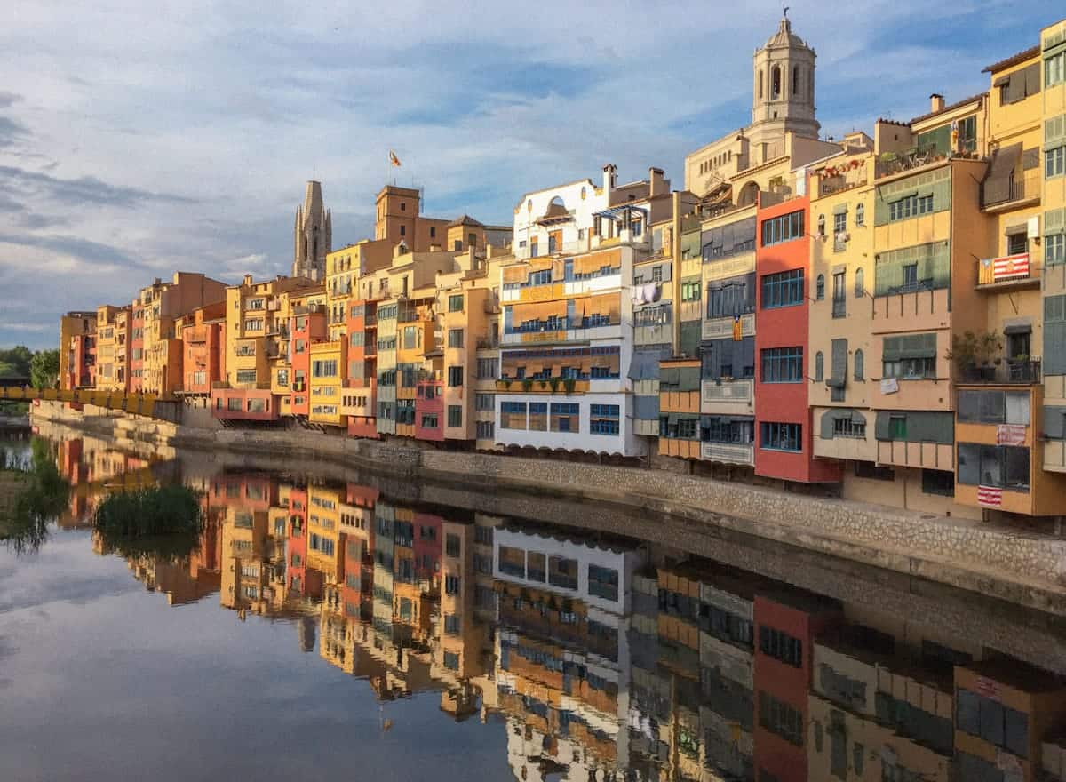 Colourful houses next to Girona's river
