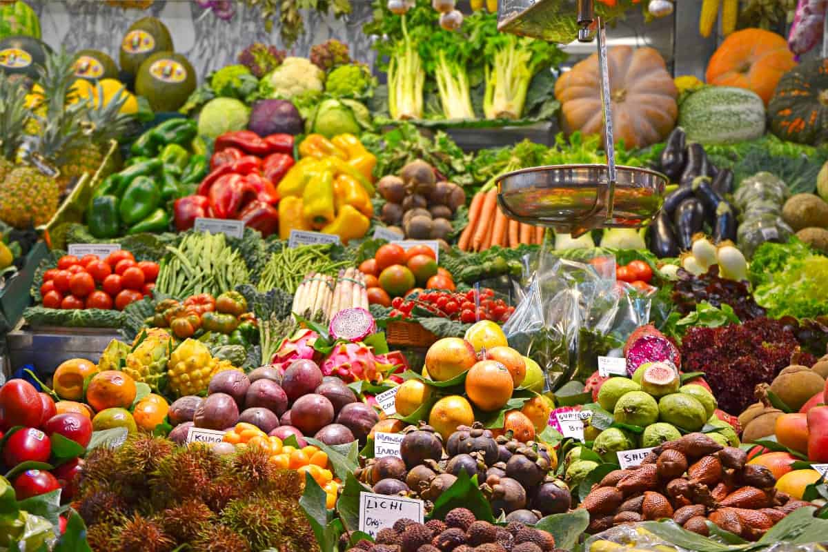 Fruit and vegetables in the market La Boqueria