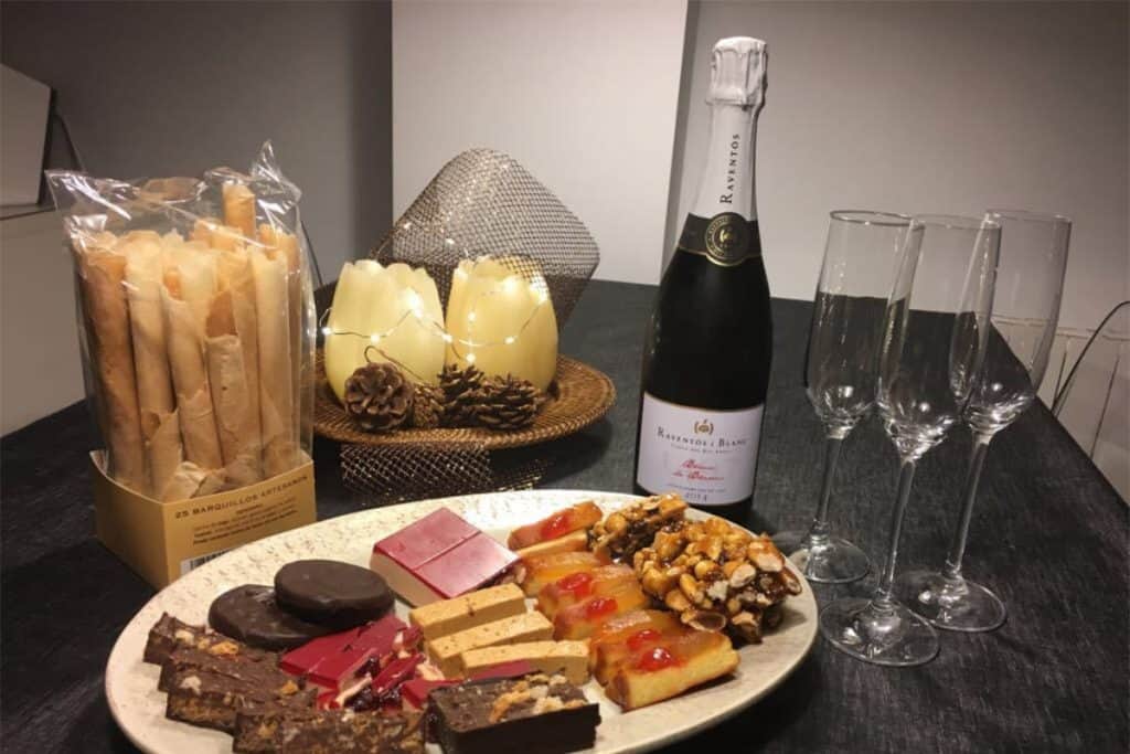 Neules, turró, and cava, the typical desserts we eat during Christmas in Catalonia