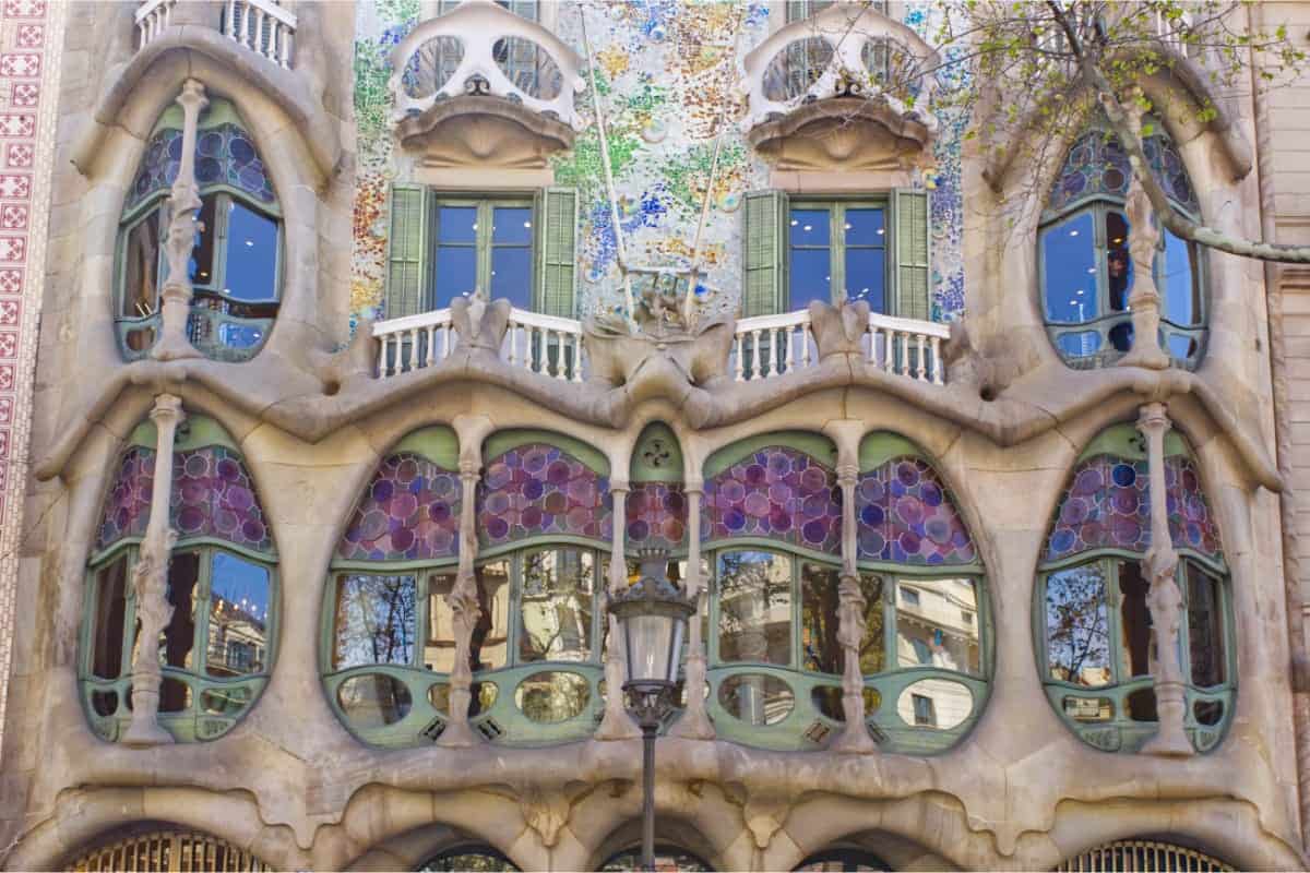 Windows in the facade of Gaudí's Casa Batlló