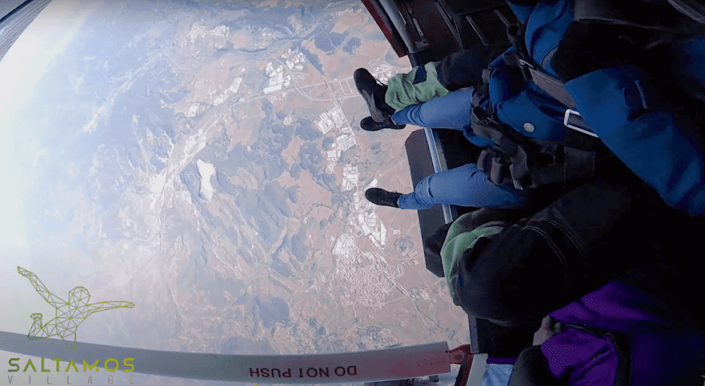 Views from the plane with the door open before skydiving