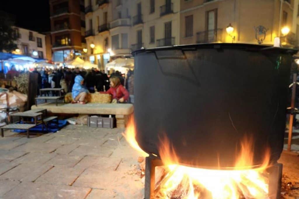 A pot of escudella in the Christmas market of Caldes de Montbui