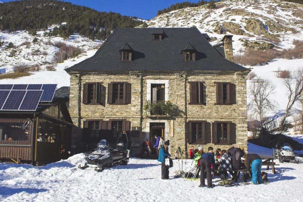 People chilling outside the Montgarri hut