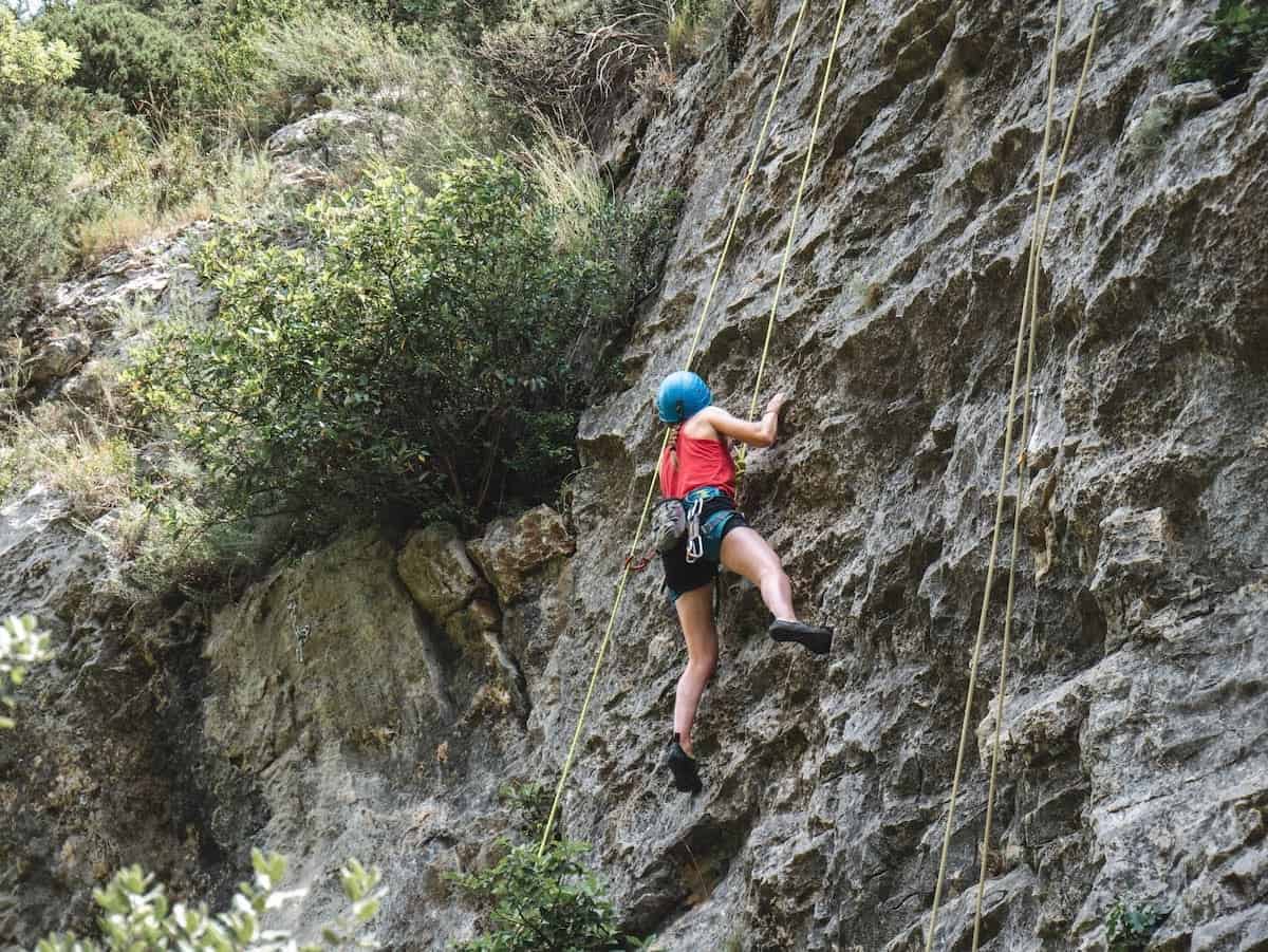 A woman rock climbing in Andorra