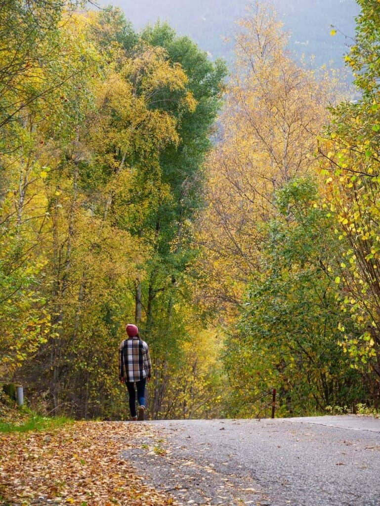 A person admiring the autumn colours near Barcelona