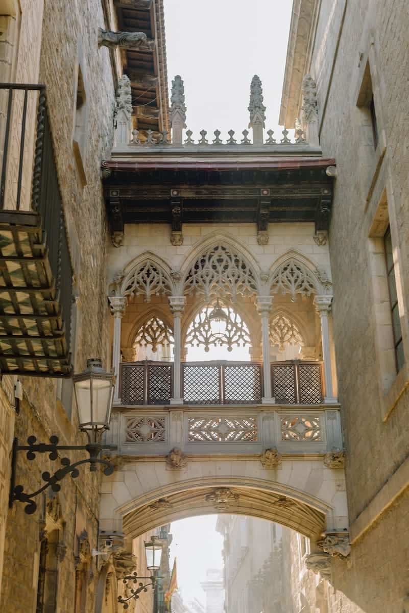 Pont del Bisbe in the Gothic Quartier of Barcelona