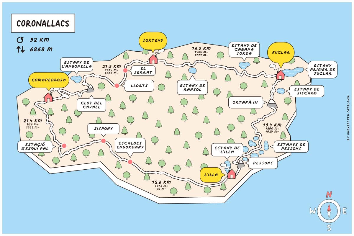 Map of the Coronallacs route