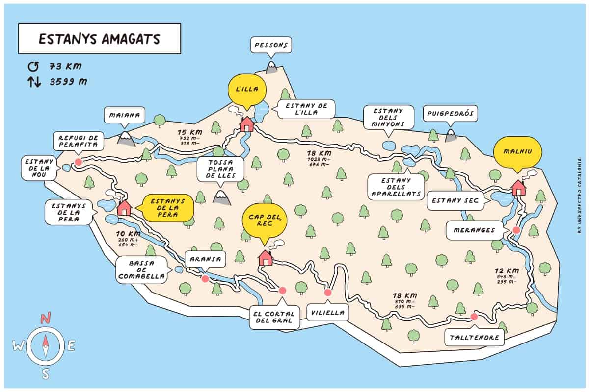 Estanys Amagats map