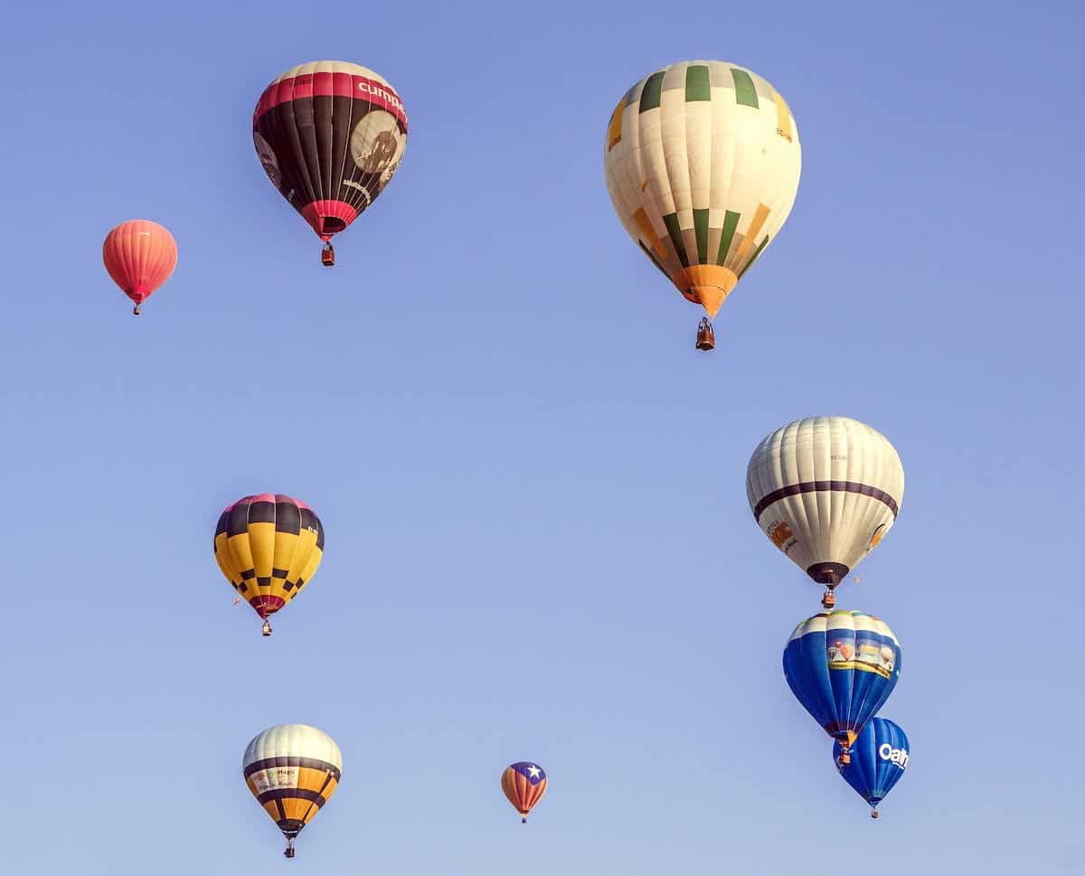 Hot air balloons in the European Balloon Festival happening in July in Catalonia