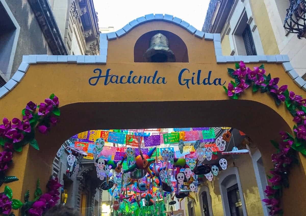 Decorated street during the Festa Major de Gràcia (Barcelona), one of the bests festivals in August in Catalonia