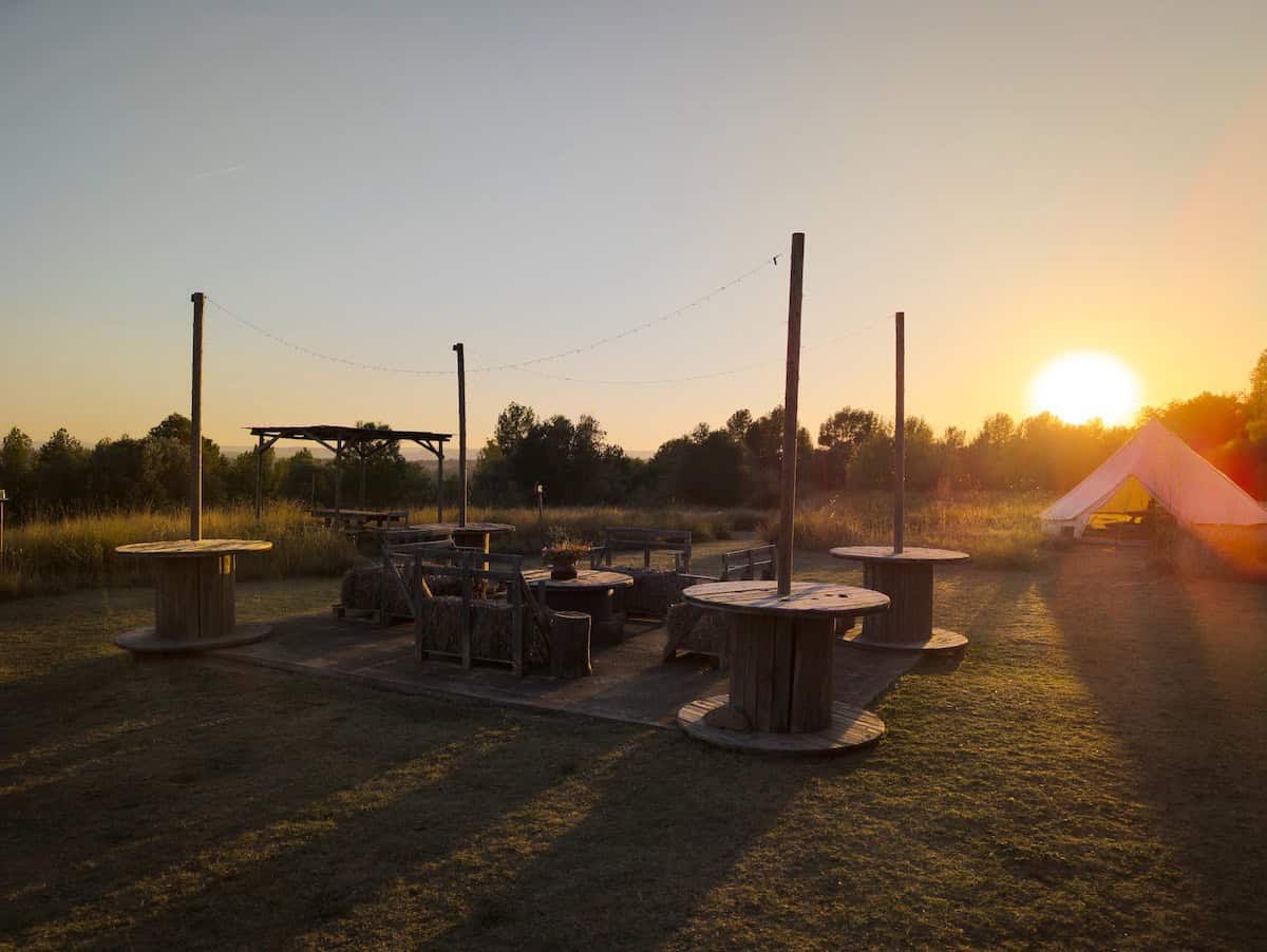 Sunsets at Forest Days from the outdoor kitchen