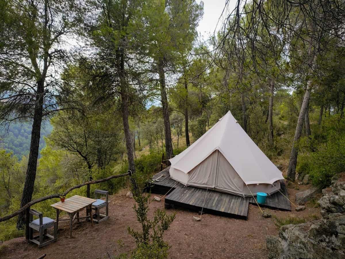 One of the tents at Forest Days glamping