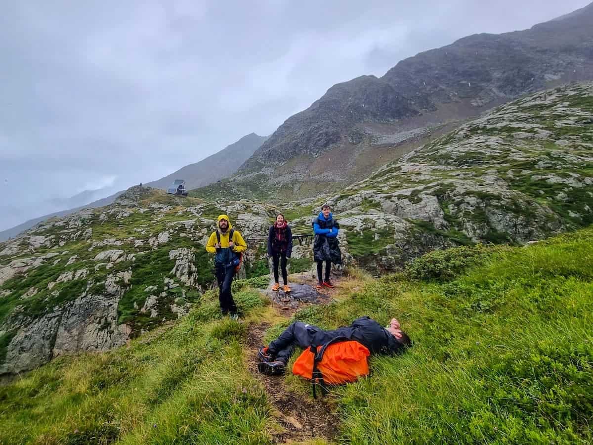 When we realised there was a cliff between us and the Pinet hut