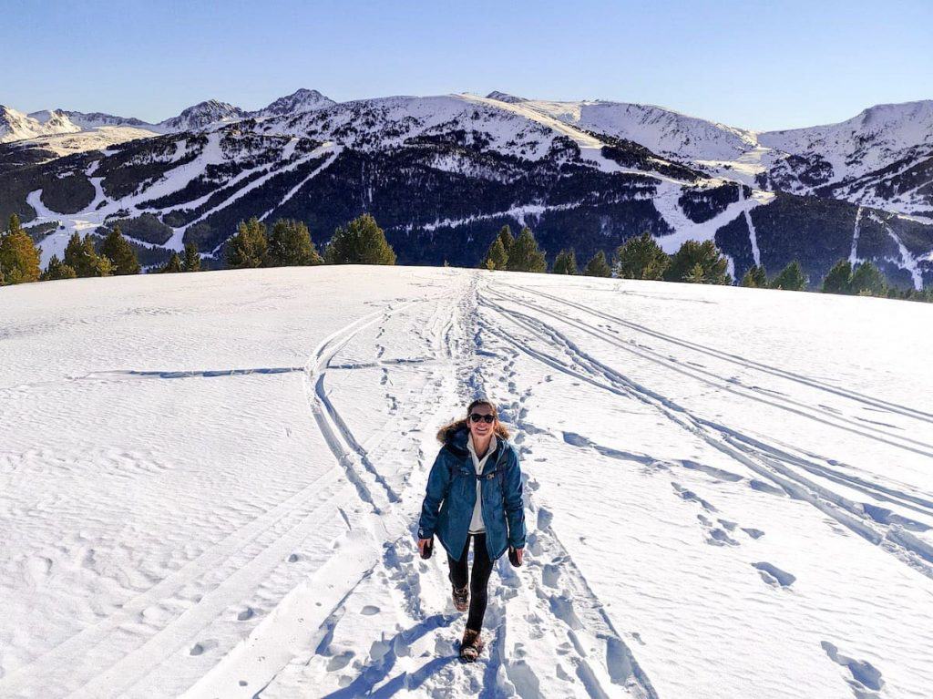 A person hiking in Andorra in winter