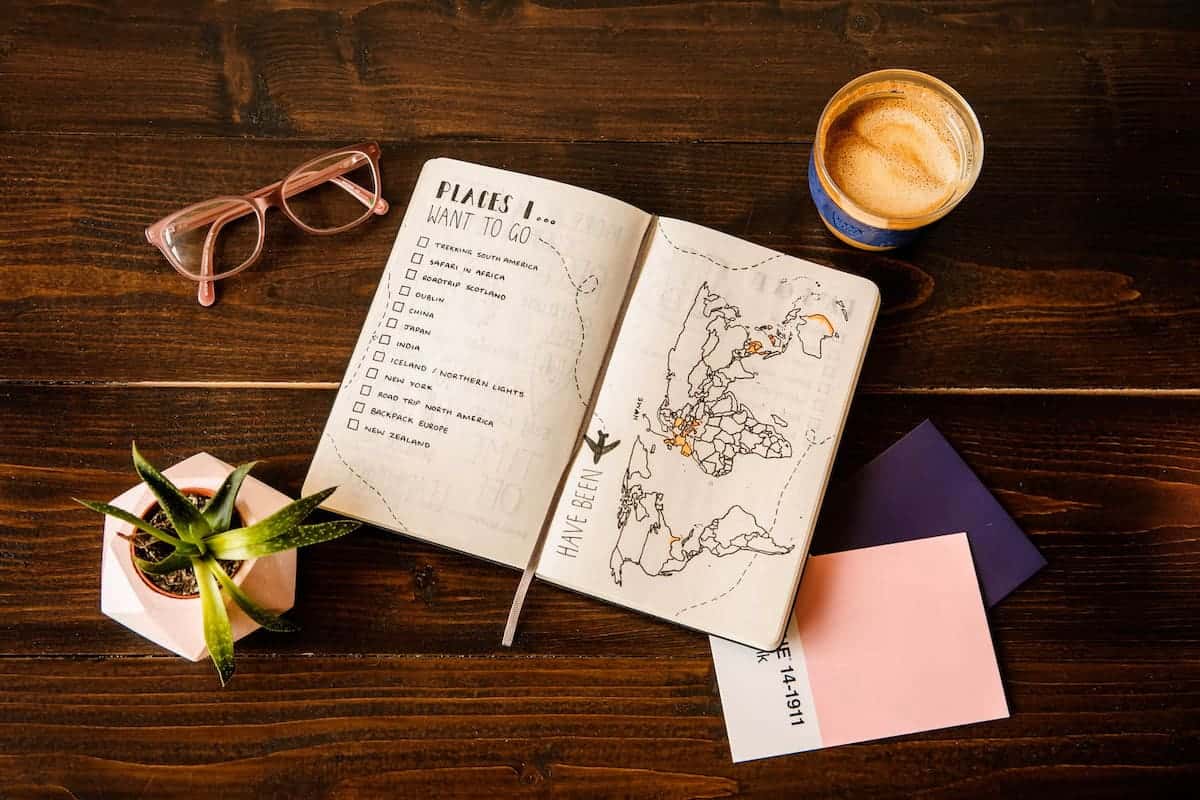 A notebook to plan a trip