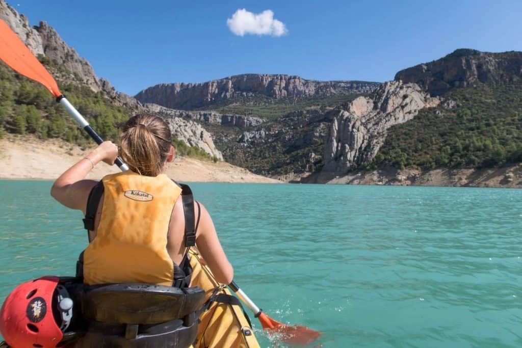 A person kayaking in Mont-Rebei