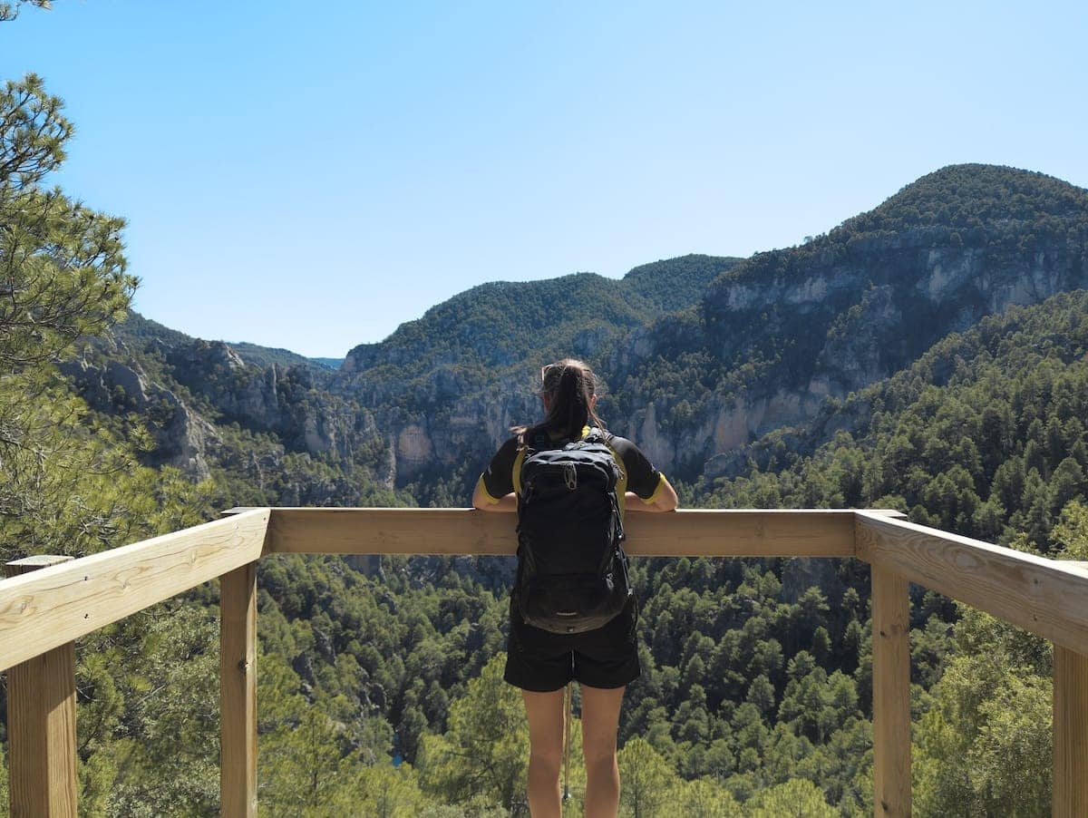 Admiring the views from one of the lookouts in La Mina path