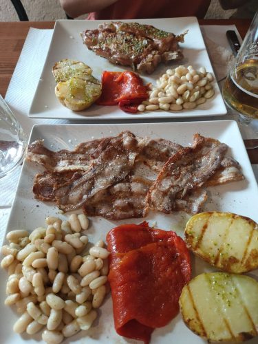 The two main dishes we ate at Les Falles restaurant