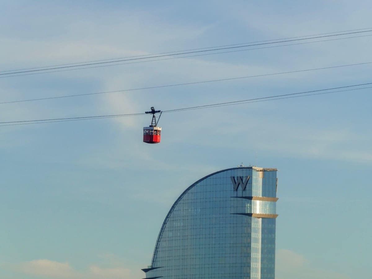 Cable car that goes from La Barceloneta to Montjuic