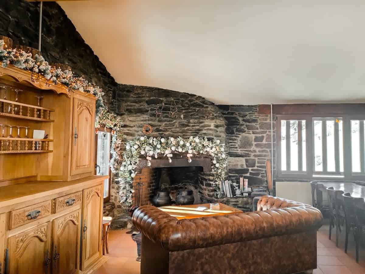 The interior of the Sorteny mountain hut in Andorra