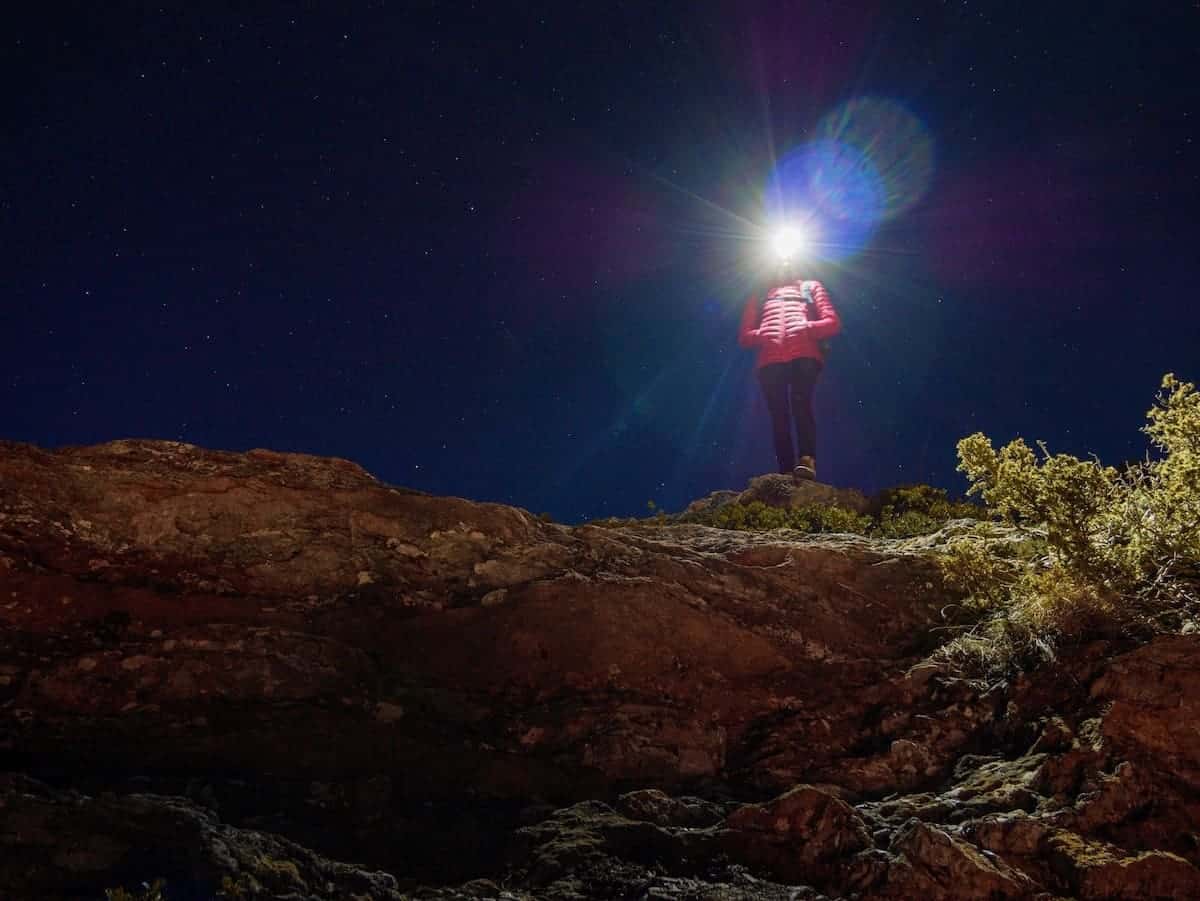 A person hiking at night in Andorra