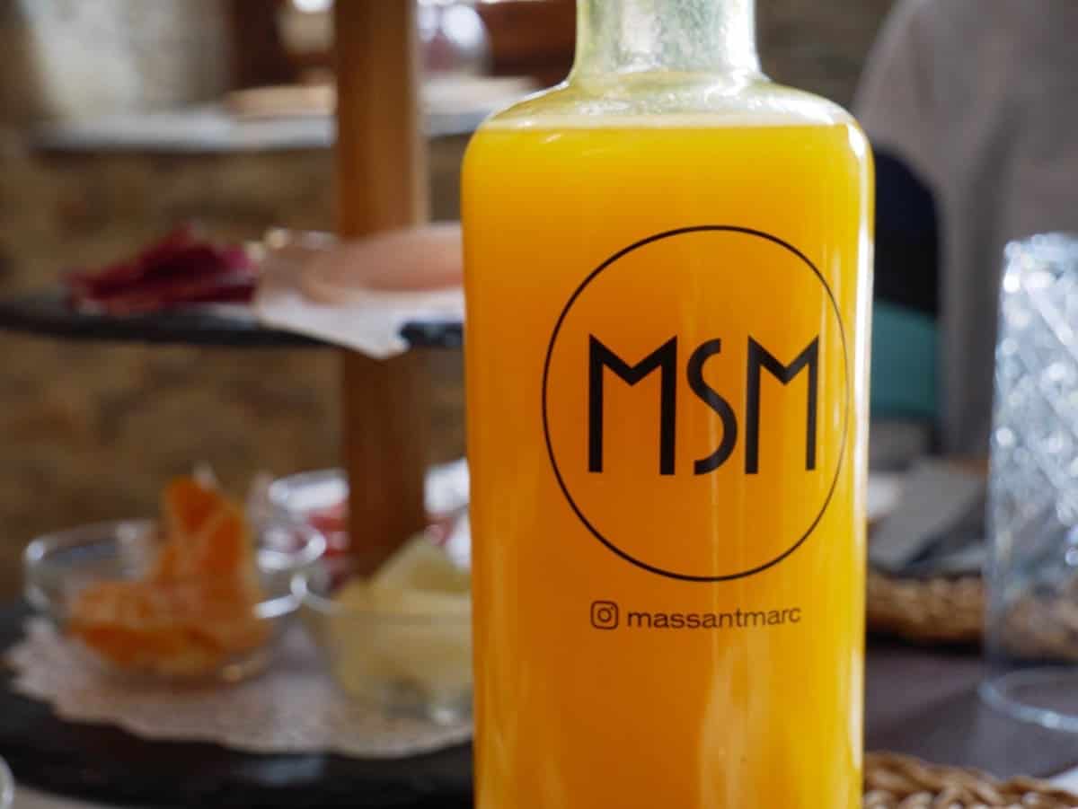 Orange juice served for breakfast at Mas Sant Marc