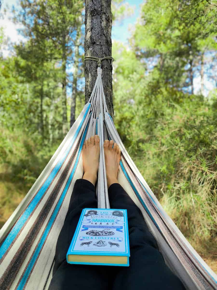 Reading in a hammock