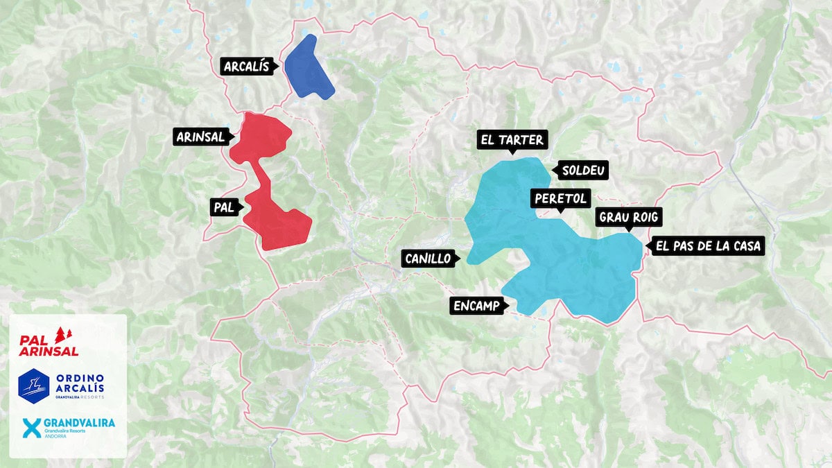 Map of Andorra's ski resorts