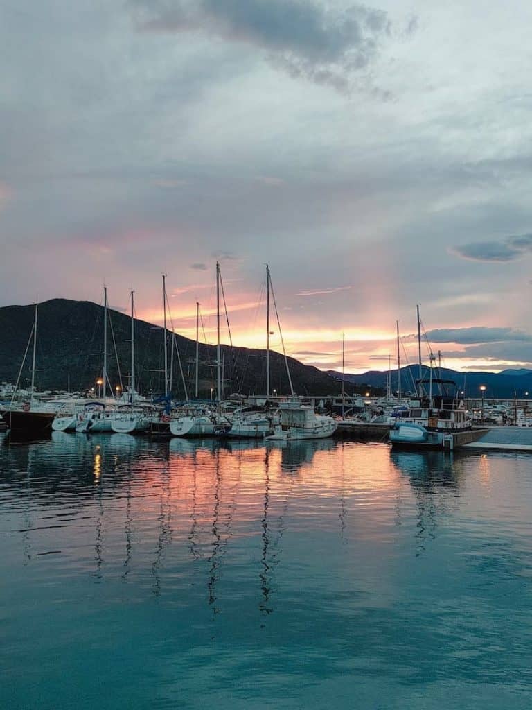 Sunset at Port de la Selva's harbour