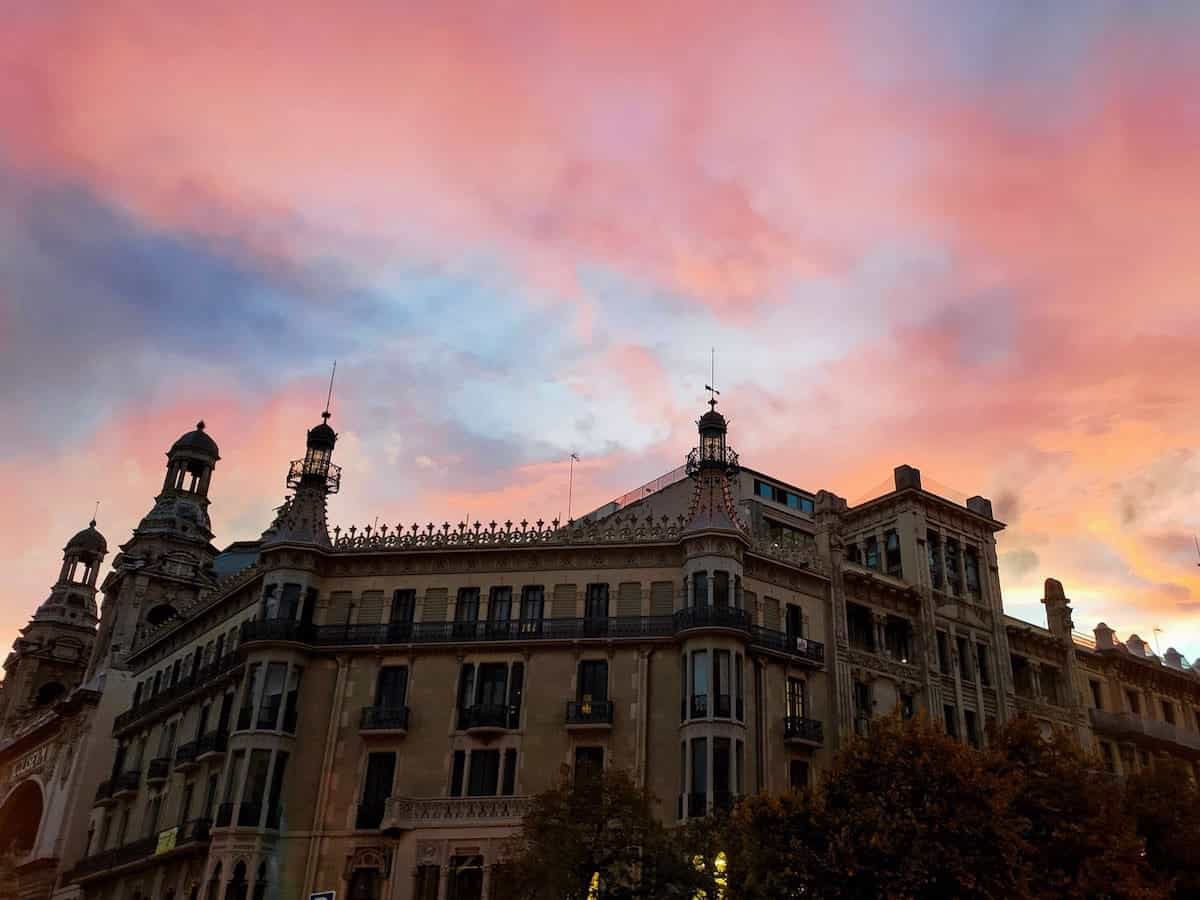 Sunset in Barcelona centre