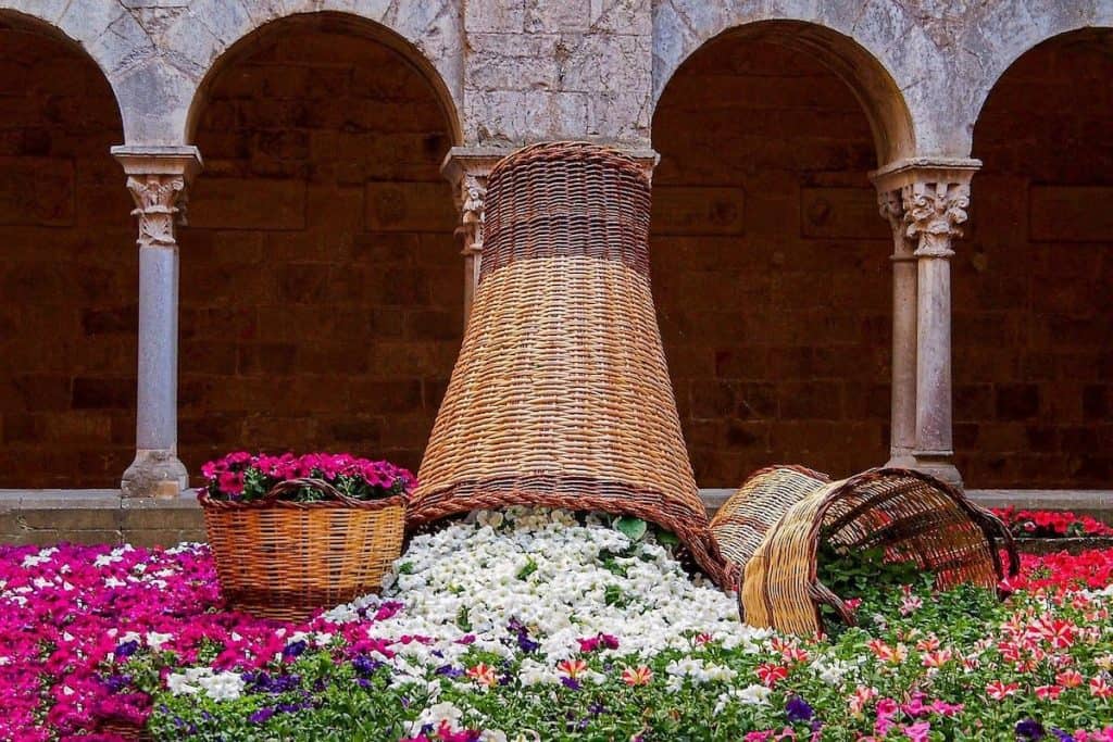 A flower display in Girona