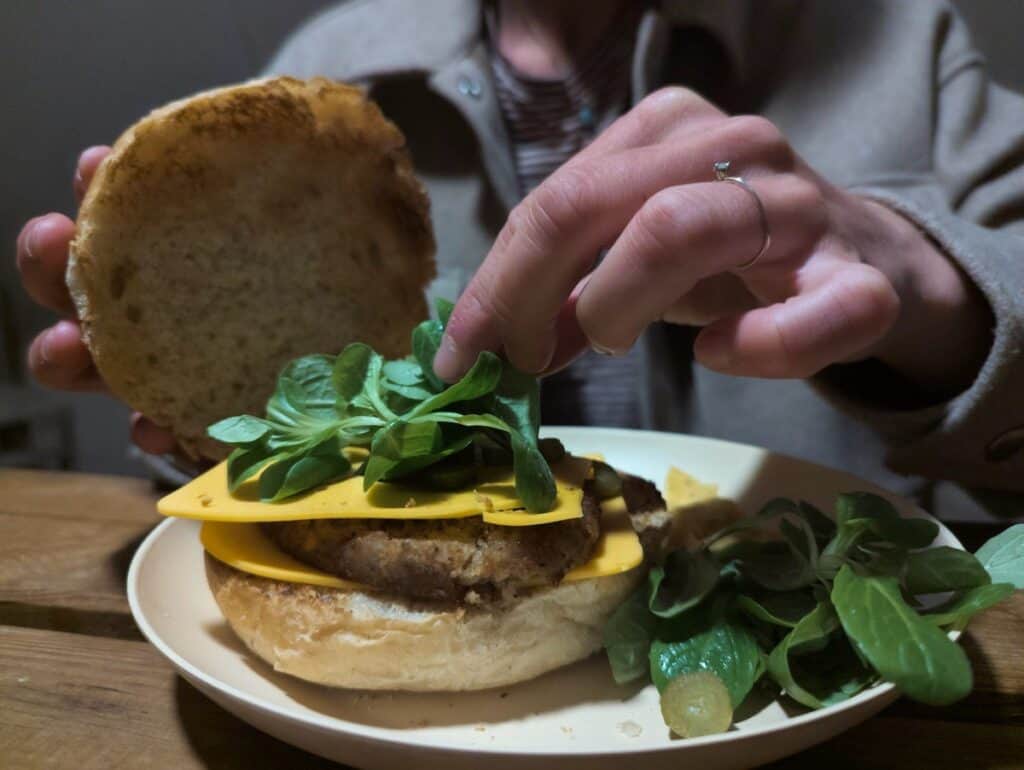 The delicious burger we cooked at Forest Days