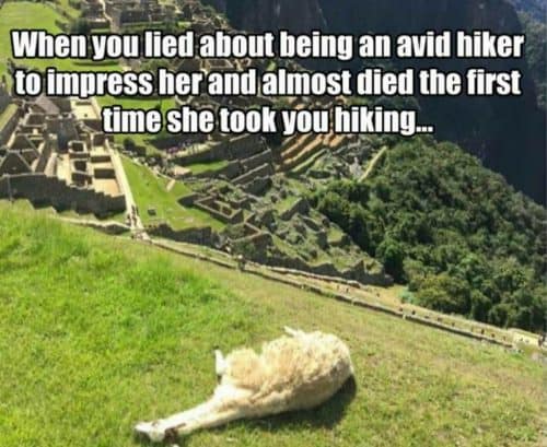 Meme about hiking